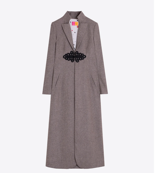 Long Wool Herringbone Coat in Brown - Juniper Collective LLC