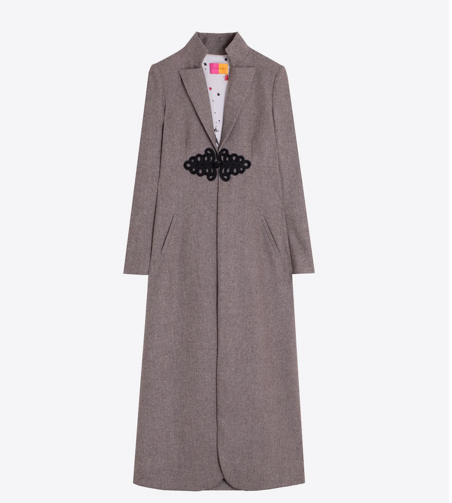 Long Wool Herringbone Coat in Brown - Juniper Collective LLC