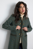 Dark Green Women’s Long Coat with Gold Buttons - Juniper Collective LLC