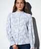 Pinstripe Blue & White Shirt with Floral Detail - Juniper Collective LLC
