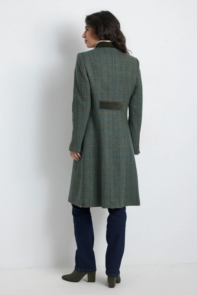 Dark Green Women’s Long Coat with Gold Buttons - Juniper Collective LLC