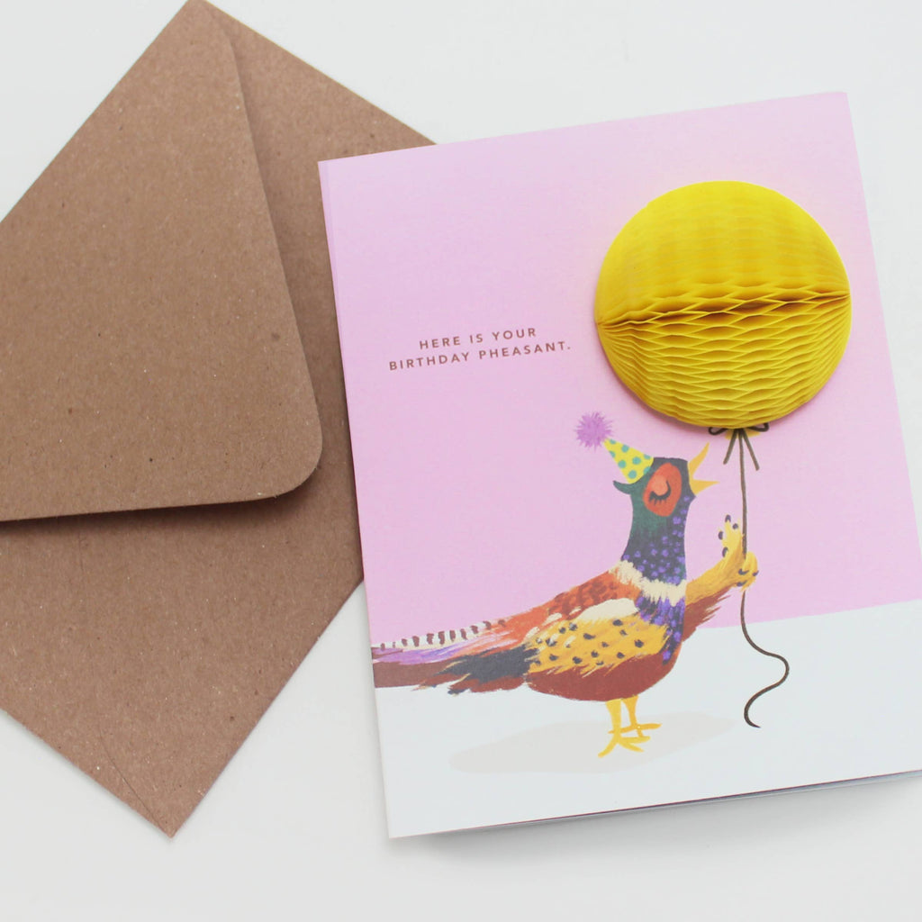 Here is Your Birthday Pheasant Pop-up Card - Juniper Collective LLC