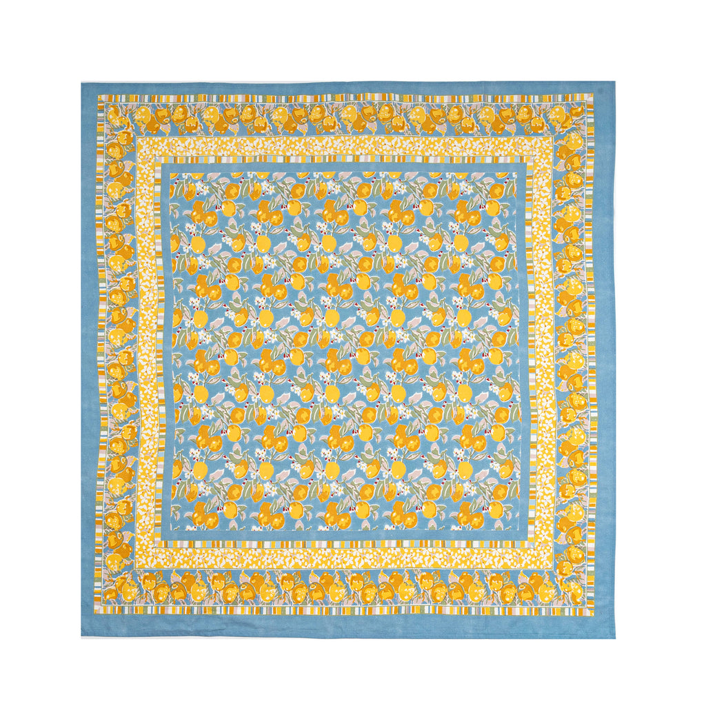 French Tablecloth Citron Bleu & Yellow - Juniper Collective LLC