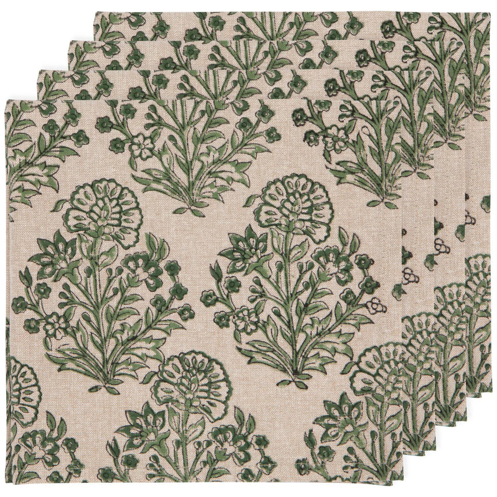 Viridian Block Print Napkin Set of 4 - Juniper Collective LLC