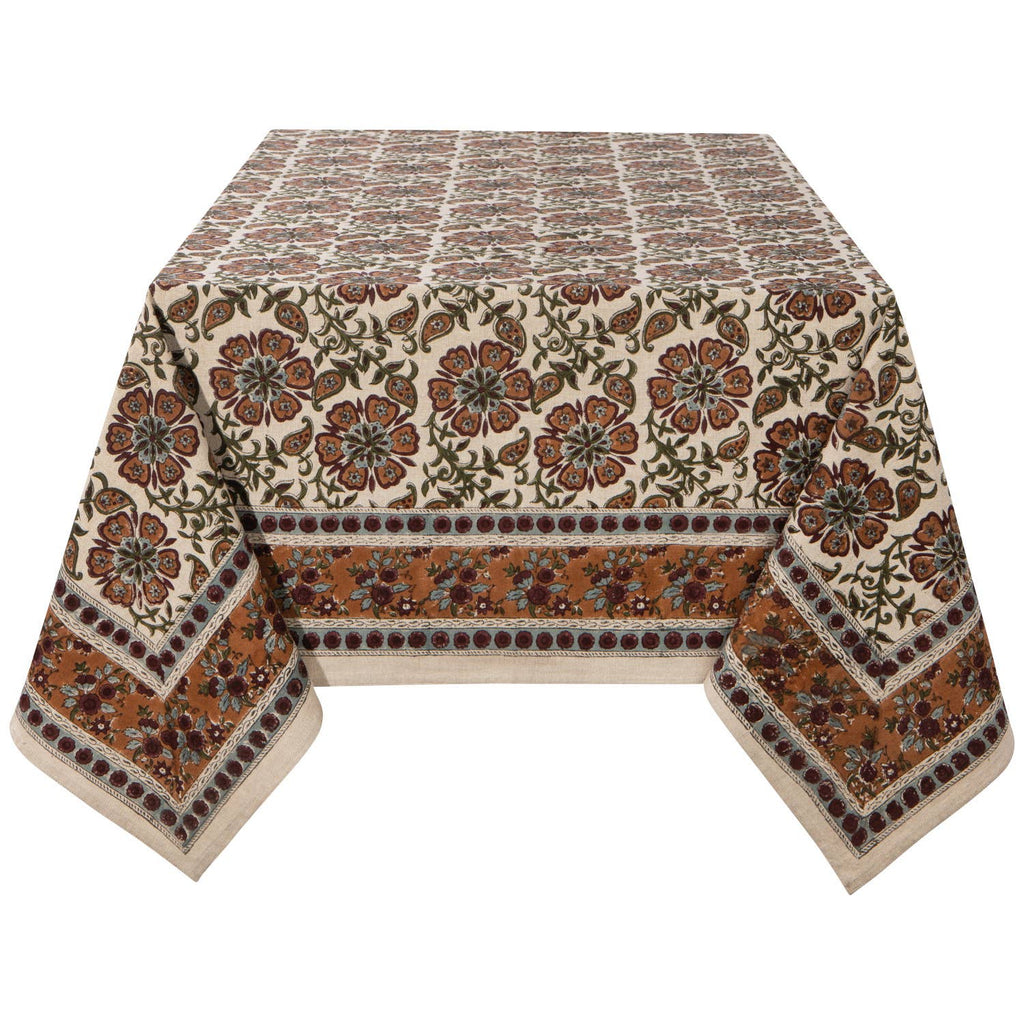 Elysian Block Print Tablecloth 60 x 90 inch - Juniper Collective LLC