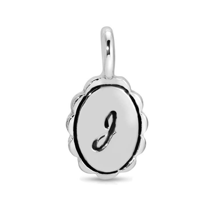 Charm Garden - Silver - Scalloped Initial Charm - J - Juniper Collective LLC