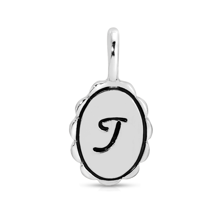 Charm Garden - Silver - Scalloped Initial Charm - T - Juniper Collective LLC