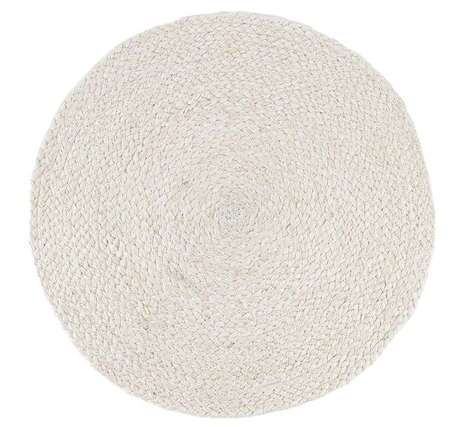 Silky Jute  Placemat in Pearl White, 1 Mat, 14" D - Juniper Collective LLC