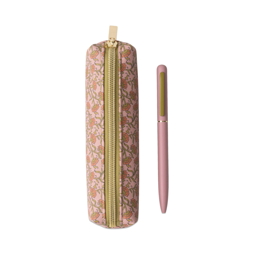 Pen & Pouch Set- Pink Vintage Floral - Juniper Collective LLC