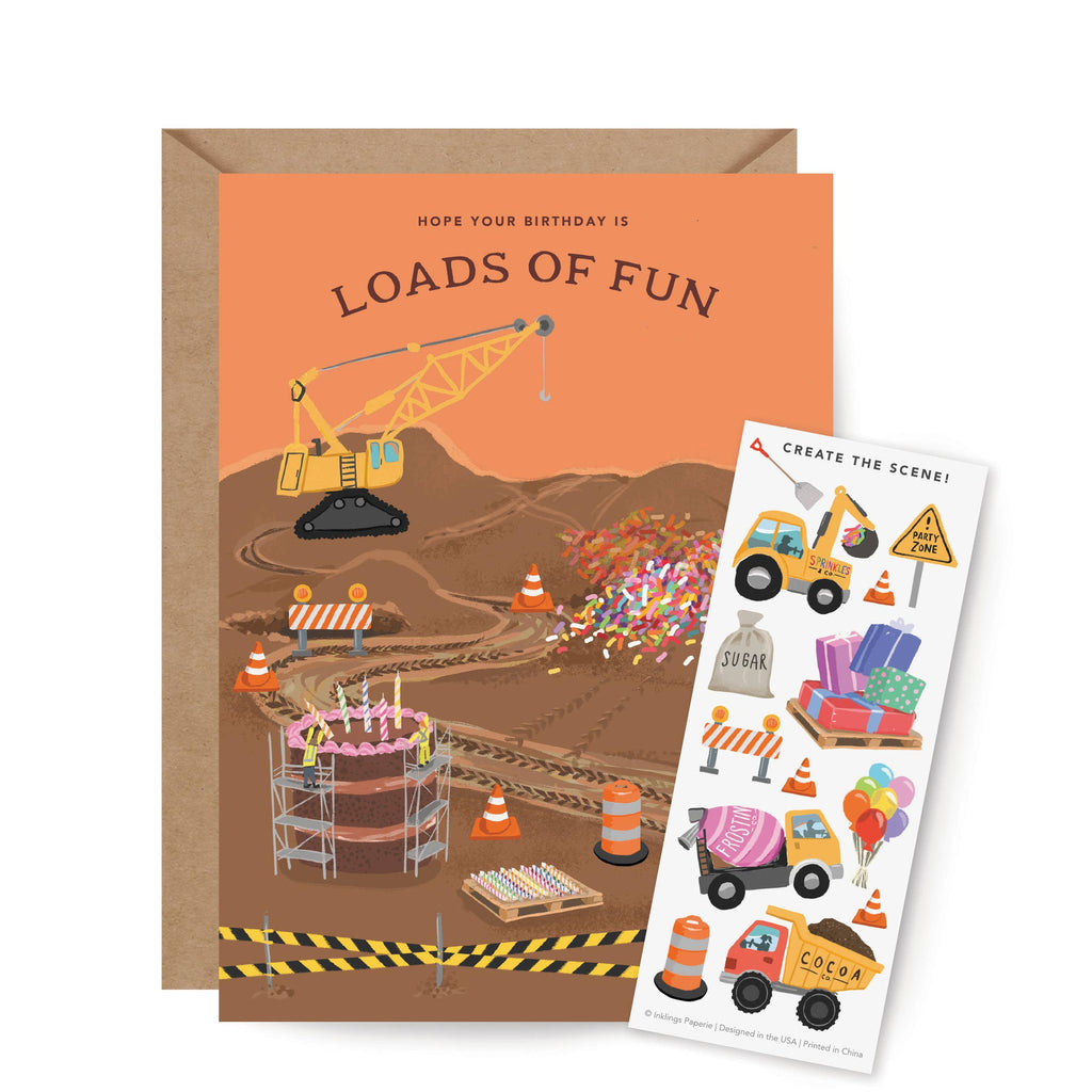 Sticker Scene Card - Construction  Birthday - Juniper Collective LLC