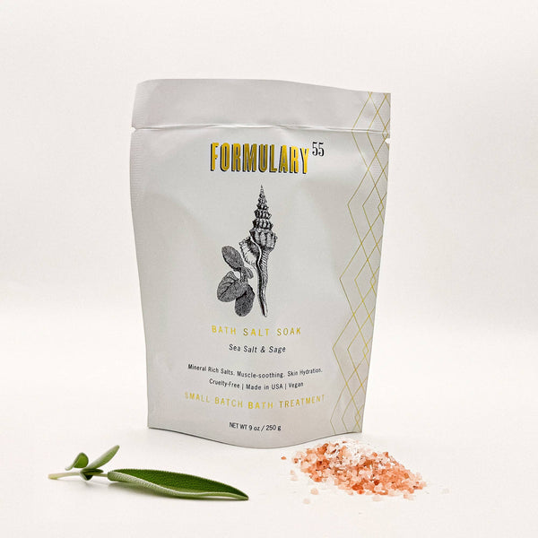 Sea Salt & Sage Bath Salt Soak - 9oz Single Use - Juniper Collective LLC
