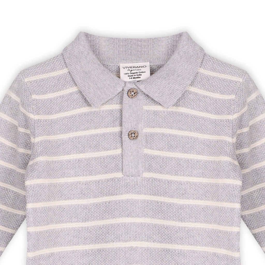 Stripe & Collar Sweater Knit Baby Jumpsuit - Juniper Collective LLC