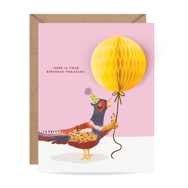 Here is Your Birthday Pheasant Pop-up Card - Juniper Collective LLC