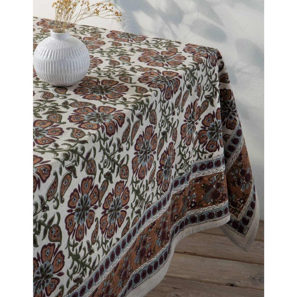Elysian Block Print Tablecloth 60 x 90 inch - Juniper Collective LLC