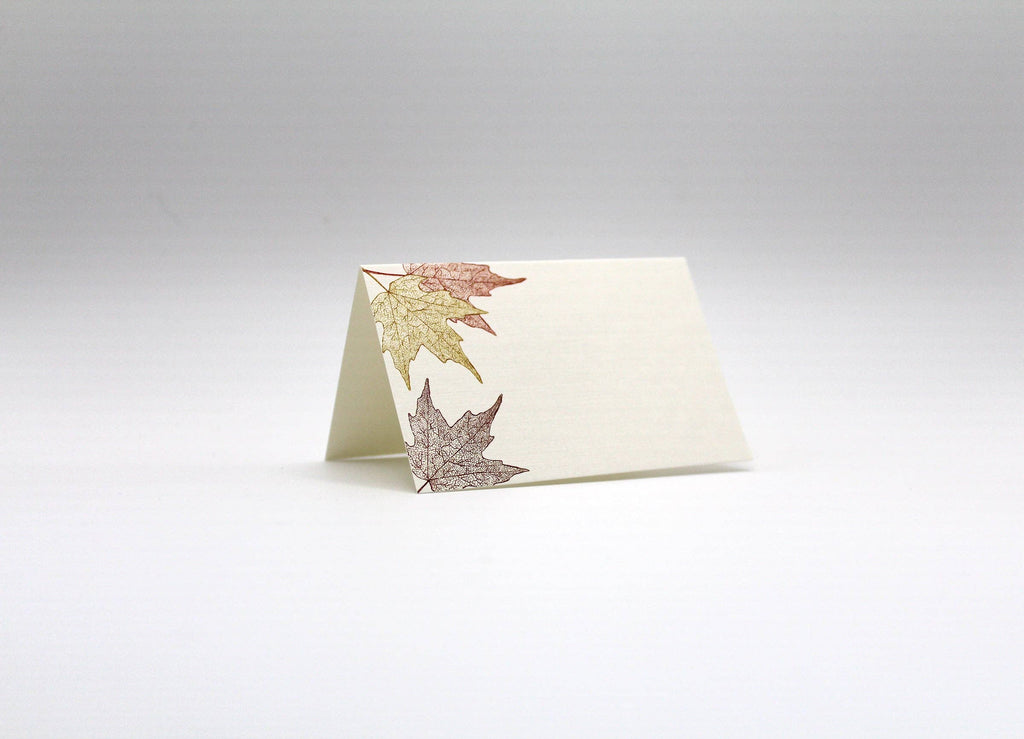 Autumn Leaves Place Cards- Double-sided Table Tents (Set of 12) - Juniper Collective LLC