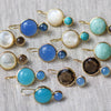 Color Block Drop Earrings in Mother of Pearl and Blue Mohave Turquoise - Juniper Collective LLC