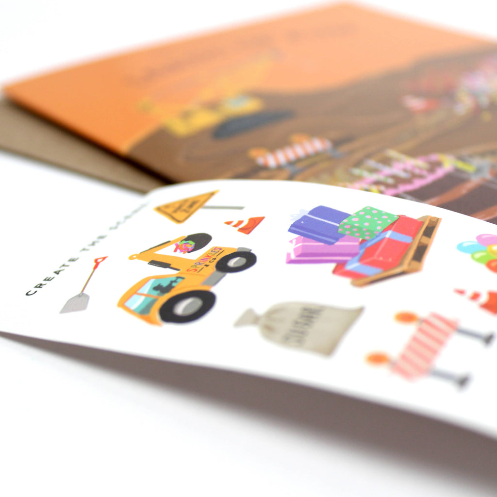 Sticker Scene Card - Construction  Birthday - Juniper Collective LLC