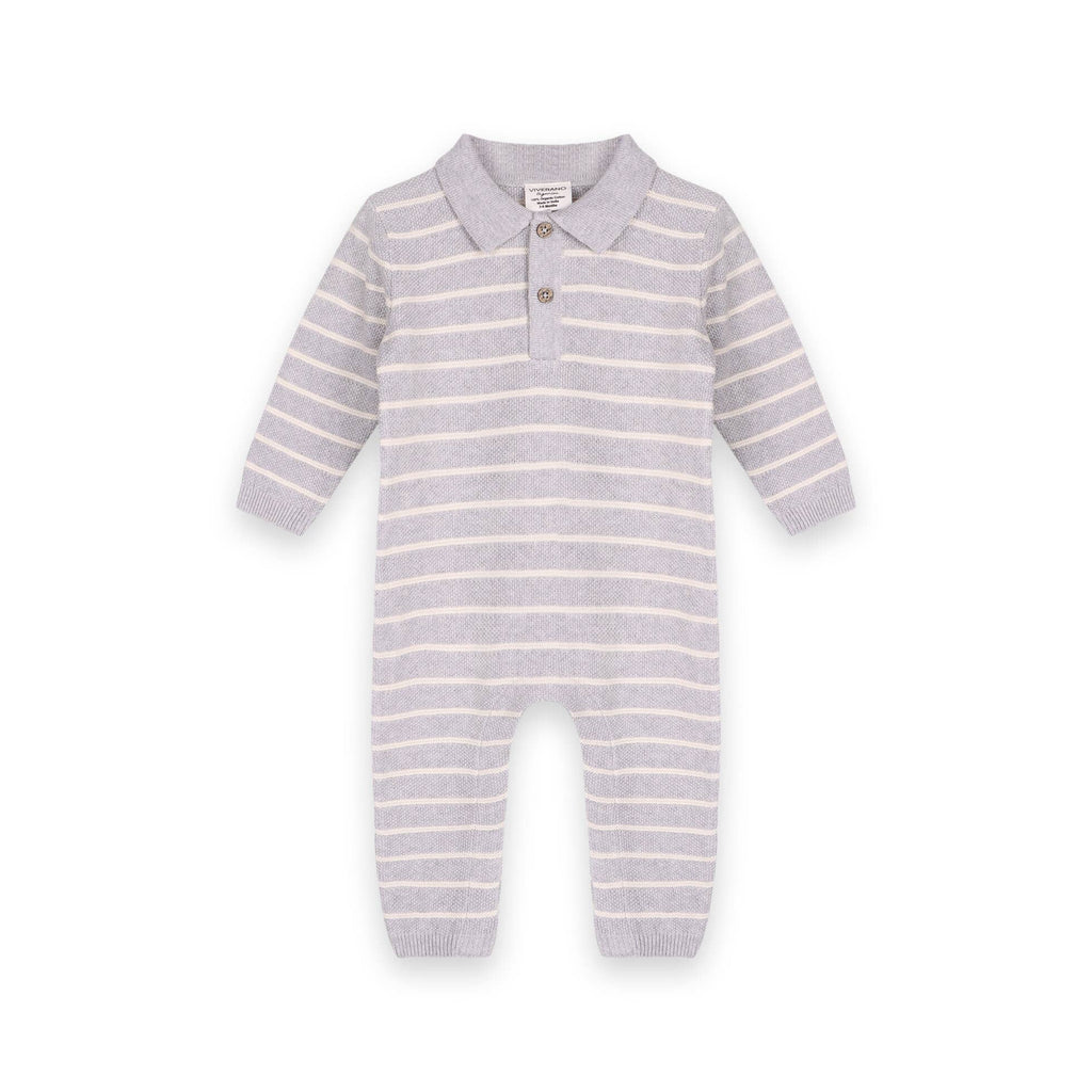 Stripe & Collar Sweater Knit Baby Jumpsuit - Juniper Collective LLC