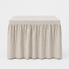 Mahjong Game Tablecloth -Skirted Linen Oatmeal Awning Stripe - Juniper Collective LLC