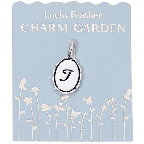 Charm Garden - Silver - Scalloped Initial Charm - T - Juniper Collective LLC