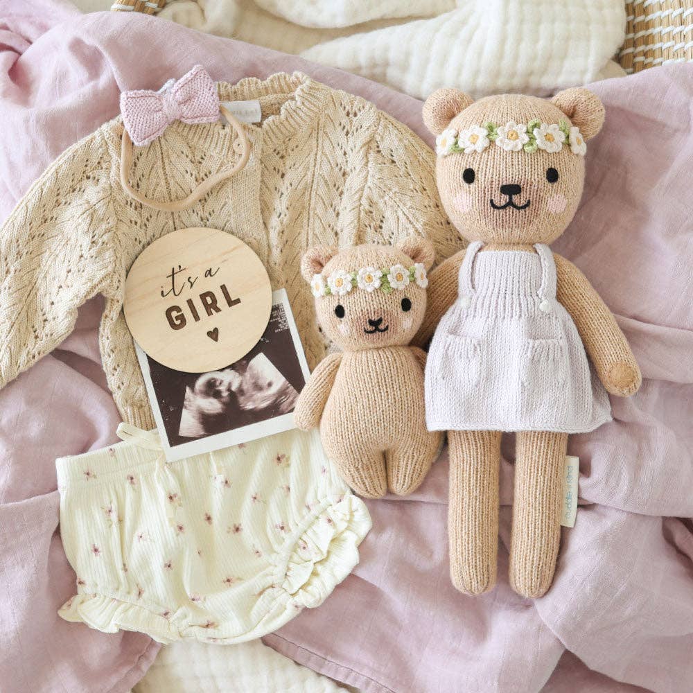 Baby honey bear (ivory floral) - Juniper Collective LLC