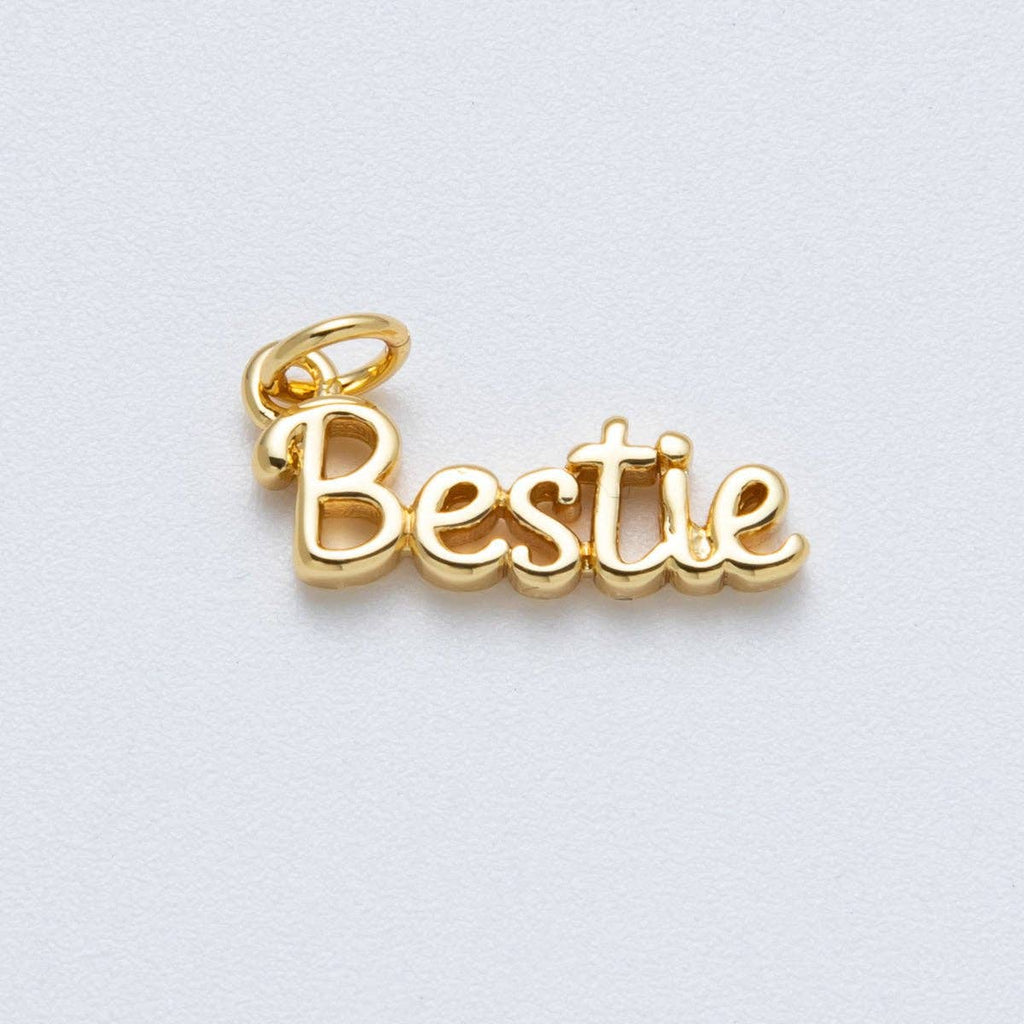 14K Gold Filled 18.5mm "Bestie" Minimalist Script Charm | Charms-00033 - Juniper Collective LLC