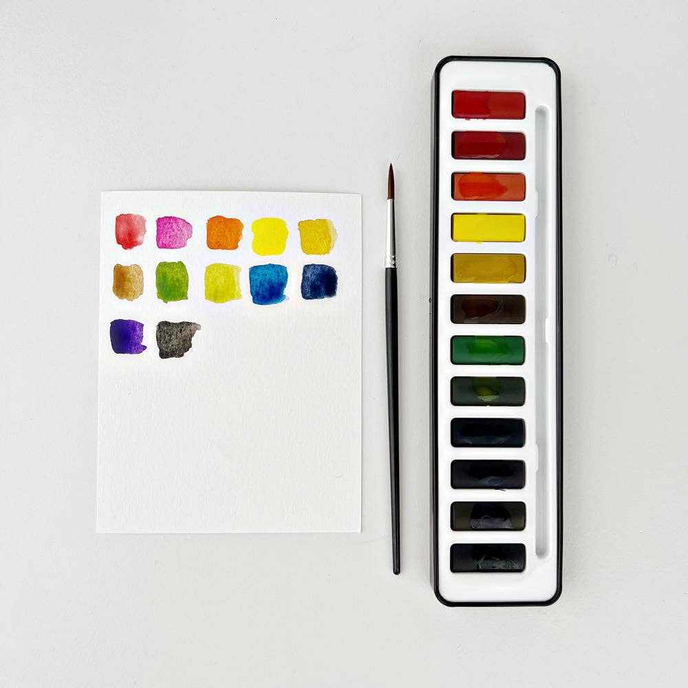 Watercolor paint set with brush - Juniper Collective LLC