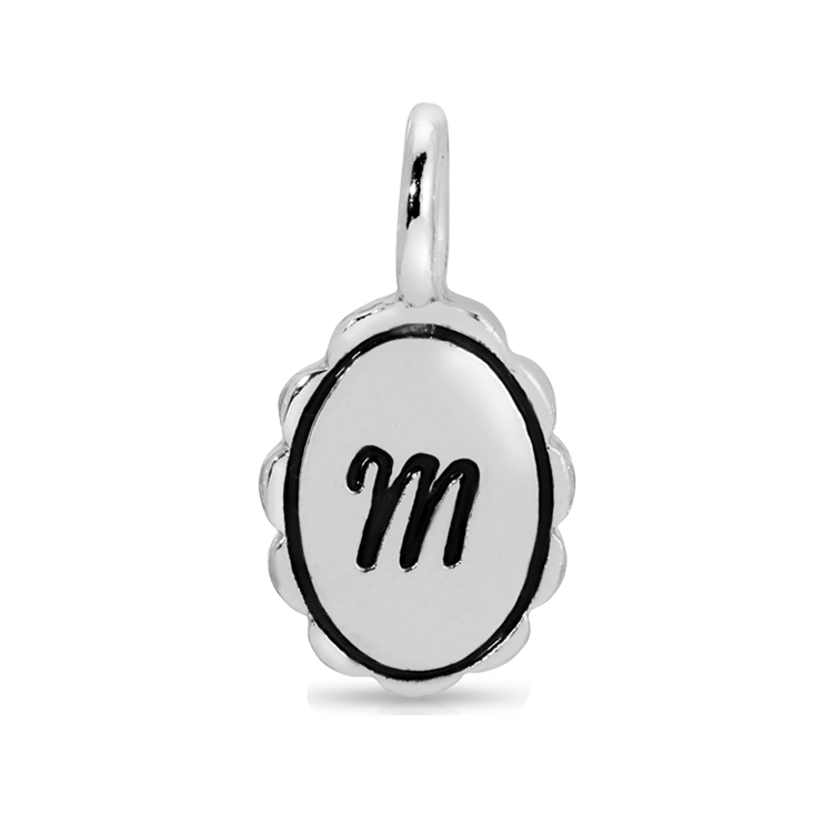 Charm Garden - Silver - Scalloped Initial Charm - M - Juniper Collective LLC