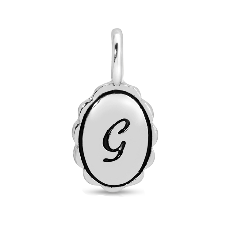 Charm Garden - Silver - Scalloped Initial Charm - G - Juniper Collective LLC