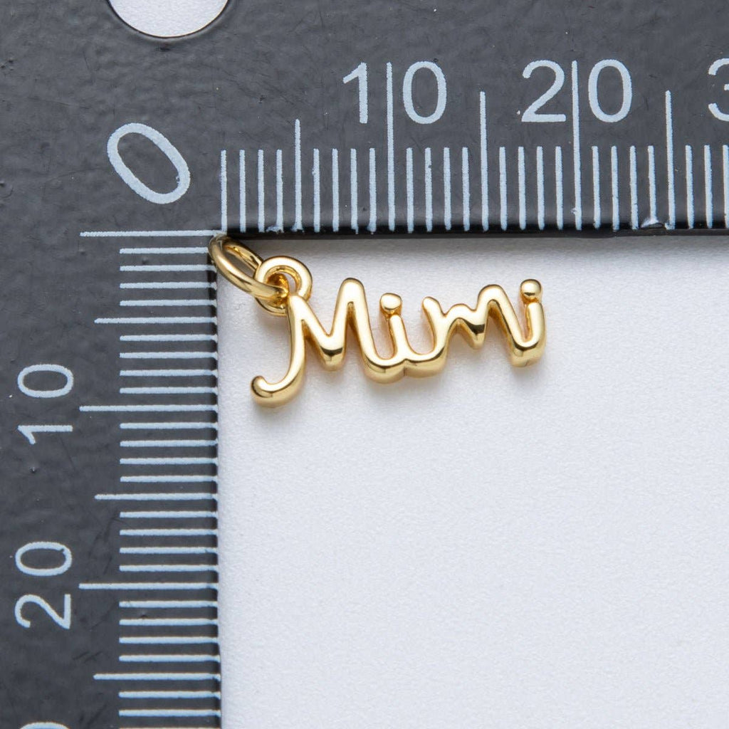 14K Gold Filled 16mm Grandma "Mimi" Minimalist Script Charm | Charms-00030 - Juniper Collective LLC