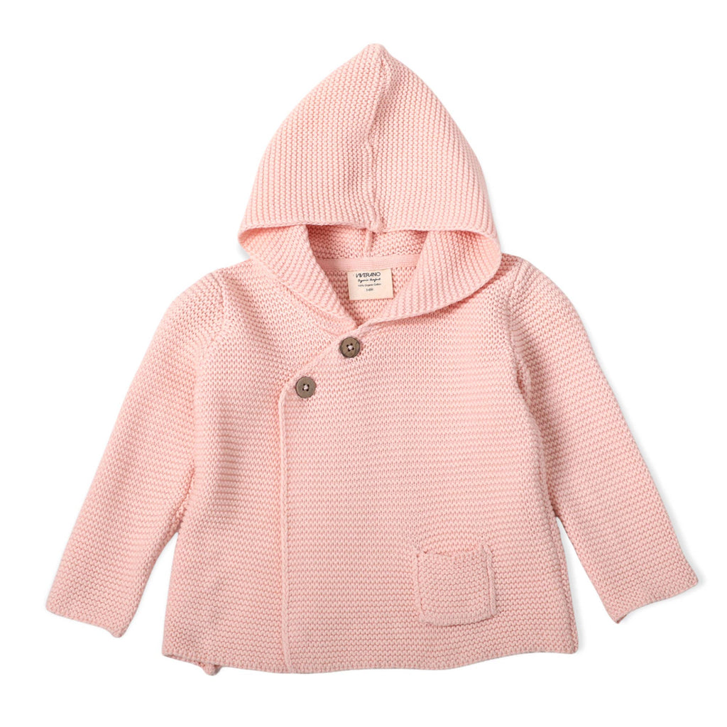 Milan Pastel Hooded Sweater Knit Baby Jacket in Blush - Juniper Collective LLC