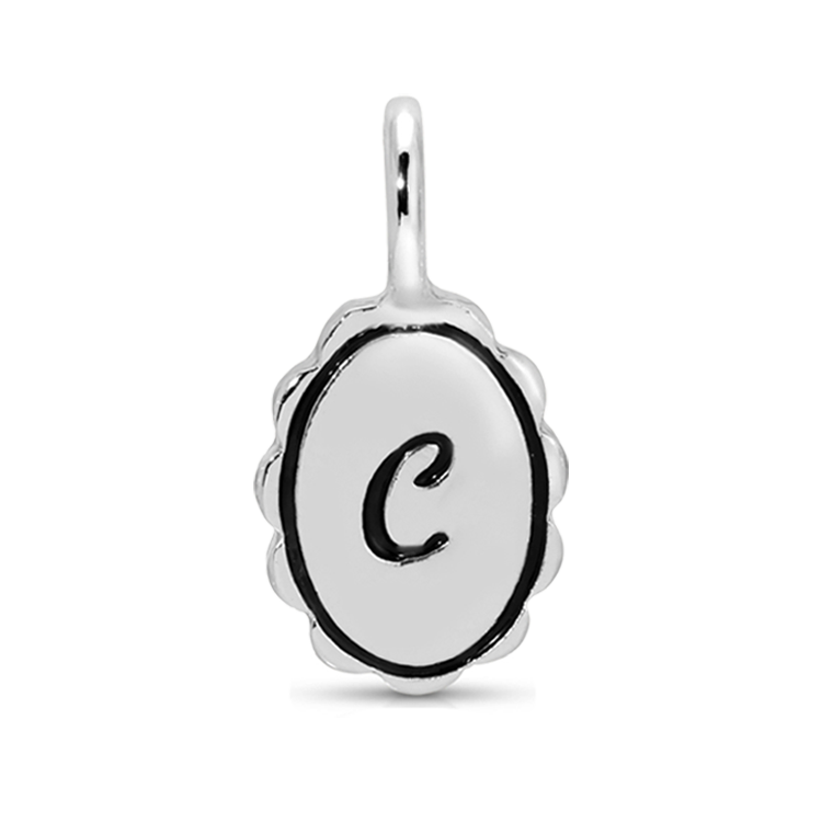 Charm Garden - Silver - Scalloped Initial Charm - C - Juniper Collective LLC