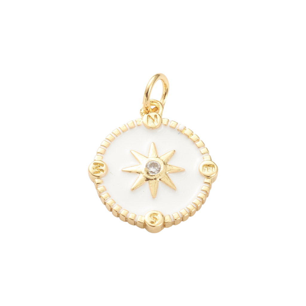 Gold North Star Compass Pave' Charm - Juniper Collective LLC