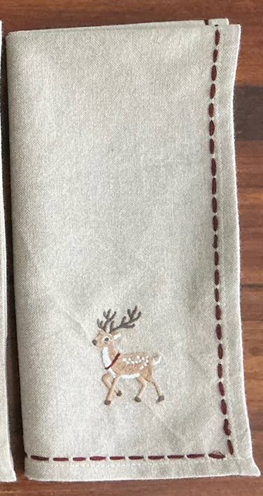 Napkins Embroidered Holiday SET OF 4 - Juniper Collective LLC