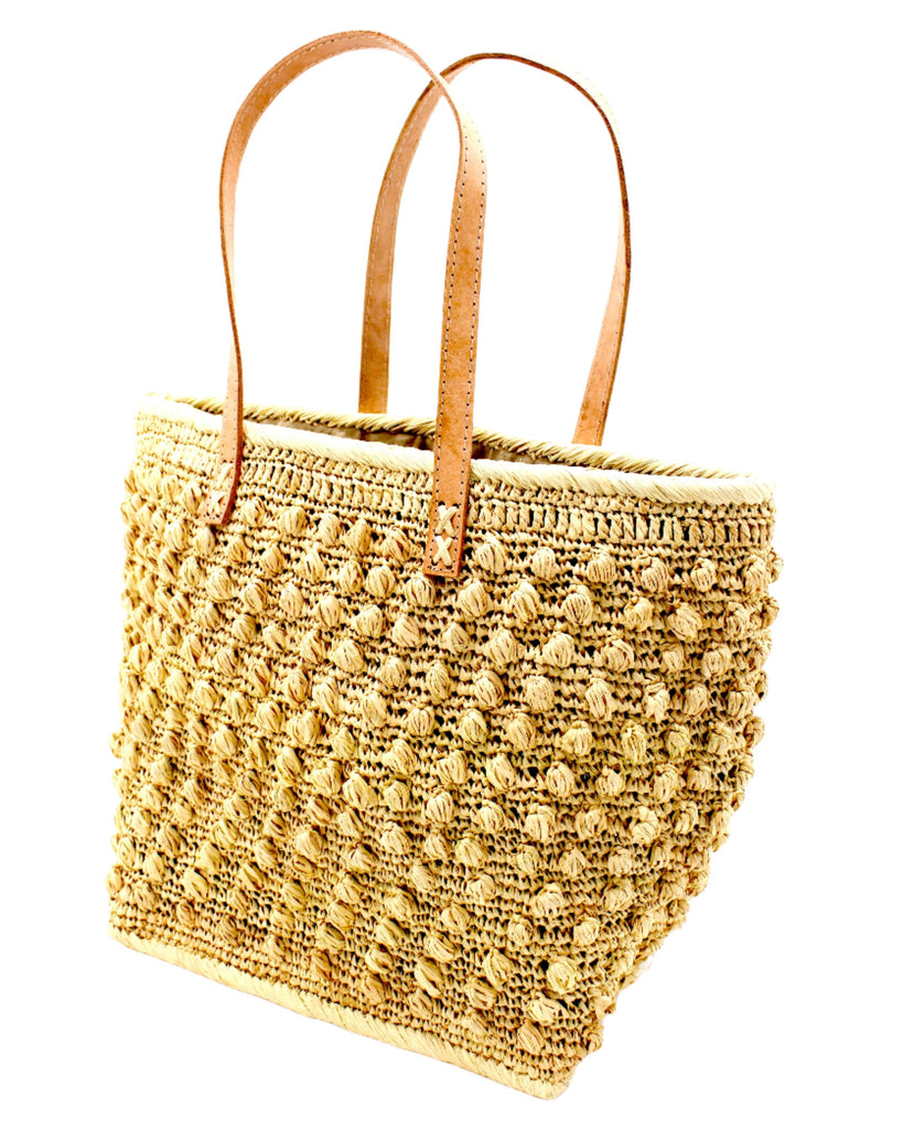 Boucle Crochet Straw Basket Bag - Juniper Collective LLC