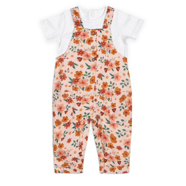 Floral Baby Overalls+ Bodysuit (Organic Muslin) - Juniper Collective LLC