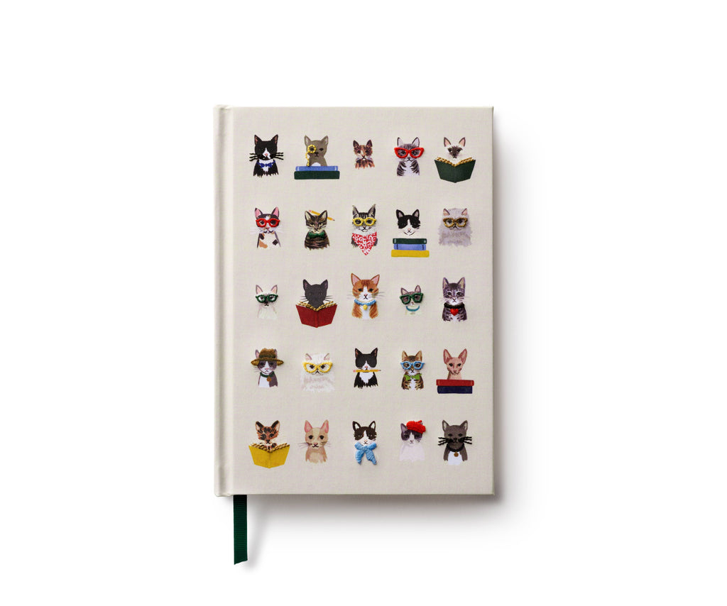 Studious Cats Embroidered Journal - Juniper Collective LLC